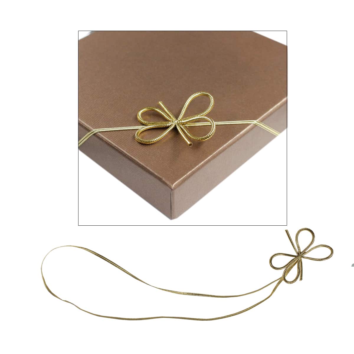 Elástico grande para caixas dourado